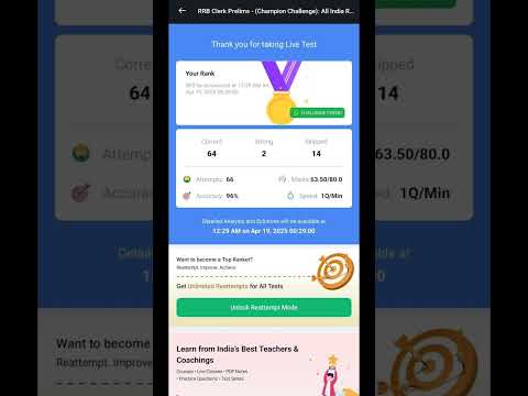 Rrb clerk pre live mock Testbook