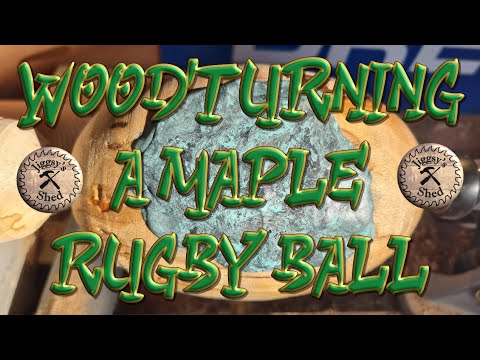 Woodturning| Crafting a Unique 2023 Rugby World Cup Wooden Ball with a Marbled Milliput Inlay