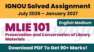 IGNOU MLIE 101 Solved Assignment 2026-27 English Medium PDF Download | MLIS