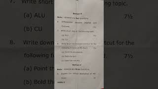 BBA (Semester 2) Fundamentals of computer Questions Paper CODE -206 (2024-2025) #shorts#trending