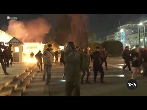 Protesters clash with police in Athens over 2023 train crash | VOA News