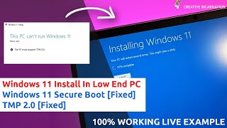 Windows 11 Install In Low End PC 100% Smoothly Working | TPM 2.0 & Secure Boot Bypass! | Hindi