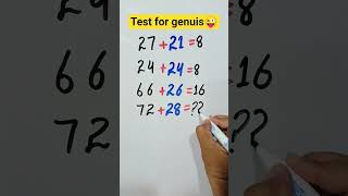 test for genuis brain😊#ytshorts #iqtest #mentalmath #hardmath #logicalreasoning #logicalthinking