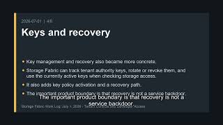 Storage Fabric Work Log - July 1, 2026: Tenant Controls and Developer Access