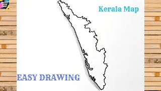 How to Draw Kerala Outline Map | Kerala Map Drawing Easy Tricks