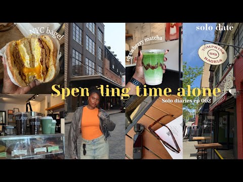 solo diaries ♡‧₊ Solo Date in NYC: long Walk, NYC’s Best Bagel, New Matcha Spot + Quality Alone Time