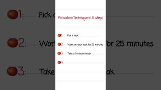 Pomodoro technique in 5 steps | #shortvideos #shorts #productivitytips