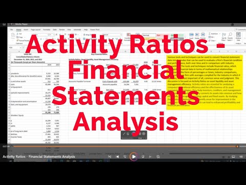 Financial Analysis - Activity Ratios: Asset Liquidity, Asset Management Efficiency