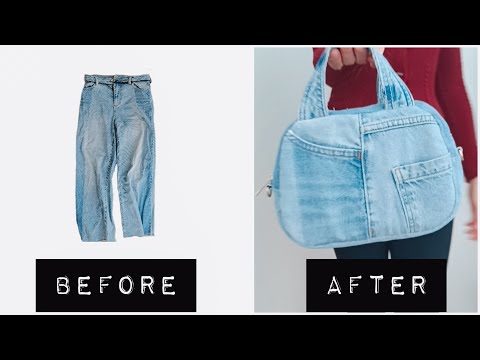 DIY - How to turn old JEANS PANTS into a STYLISH BAG