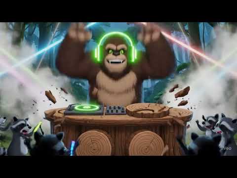 Bigfoot the Jungle DJ?! 🎧🦍 Scratching Bark at a Raccoon Rave! #AIshorts