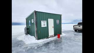 ICE FISHING. Joe and Melissa. Border View Lodge. Lake of the Woods. Northern Minnesota. Great time!