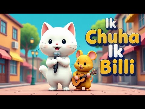Ik Chuha Ik Billi 🐭🐱 | Funny Cat and Mouse Musical Cartoon Story for Kids | Urdu Hindi Poem