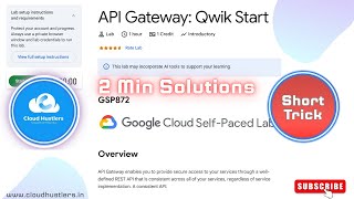API Gateway Qwik  Start | #GSP872 | #shorttrick