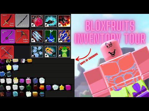 Tour of my BLOXFRUITS INVENTORY (Swords, fighting styles, etc)