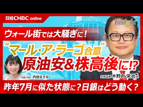 【トランプ大統領「マール・ア・ラーゴ合意」は原油安・株高後│木野内栄治氏】人民元版プラザ合意？／長期＆短期の相場展望／昨年の日経平均暴落前に似た動き／日本株安・円高トレンド転換は日銀内田副総裁発言で？