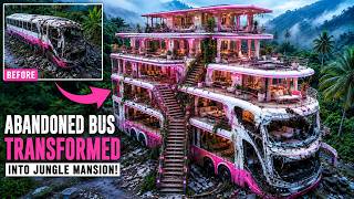 Abandoned Jungle Bus Graveyard Transformed into a Luxury Eco Village | ASMR Renovation 🌿🚌