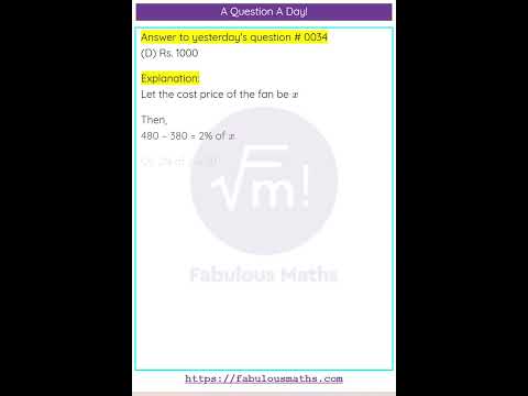 Daily Maths Challenge #35 - Profit & Loss or Algebra w/ Single Variable   #mathchallenge #shorts