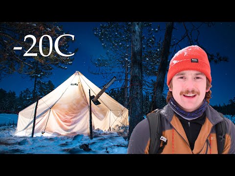 4 Days Winter Camping in a Wood Burning Hot Tent