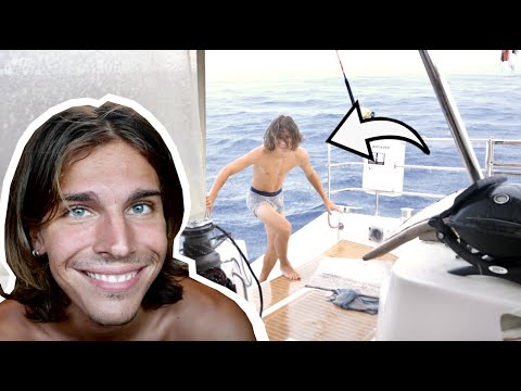 He almost FELL off the boat!!