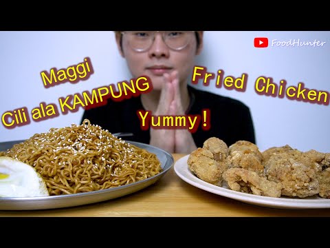ASMR Maggi Cili ala KAMPUNG + Fried Chicken ! Yummy!!