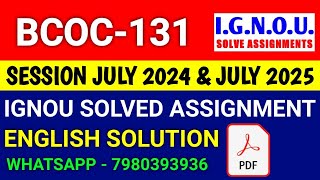 BANC 131 solved assignment 2024-25 | BANC 131 solved assignment 2025 | Ignou BANC 131 in English