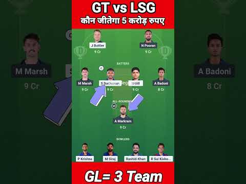 GT vs LSG Today Match Prediction | Gujarat Titans vs Lucknow Super Giants Dream11 Team | #ipl #gl