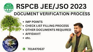 RSPCB JEE/JSO DOCUMENT VERIFICATION PROCESS | COMPLETE DISCUSSION ON CHECK LIST & YOUR DOUBTS #RSPCB