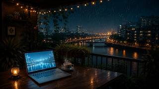 Rainy Balcony Workspace 🌧️ Ambient Synth for Deep Work & Night Study