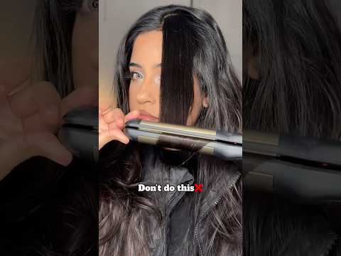 Hair curling hack with straightener 🫶🏼 long lasting curls all day!!