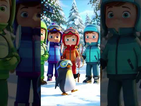 Penguin Plays Badminton in a Snowy Forest! 🐧🏸❄️ #Shorts