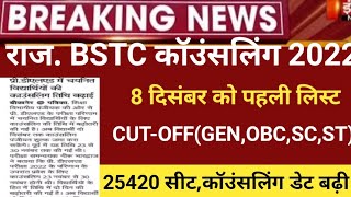 Bstc Counseling 2022/Rajasthan Bstc Cut-off 2022/bstc result 2022/raj.Bstc exam2022/bstc latest news