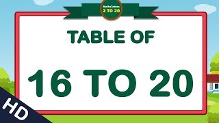 16To20 Table Group Song Multification16to20tablesong 16to20 Times Tables    MATHS TABLES