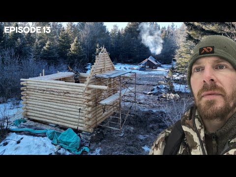 Winter Log Cabin Build on Off-Grid Homestead |EP13|