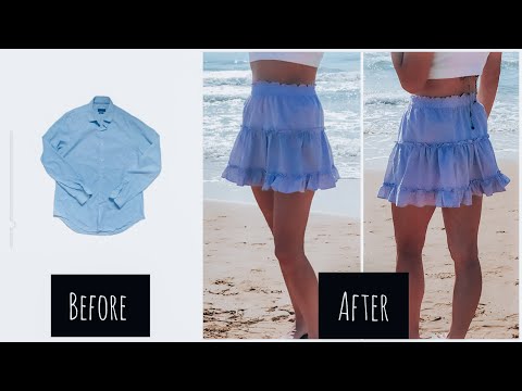 DIY - How to make a RUCHED SKIRT from an old SHIRT