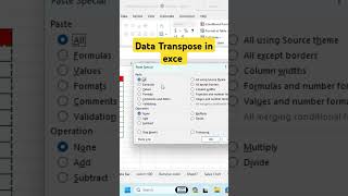 Data transpose in excel #shorts #exceltech #exceltips #spreadsheetsoftware #microsoftoffice
