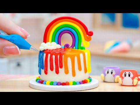 Colorful Miniature Rainbow Fondant Cake Decoration 🌈 Perfect Tiny Birthday Cake Of Mini Tasty