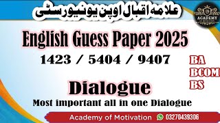 1423 guess paper BA 2025 | AIOU BA english guess | 1423 most important Dialogue question