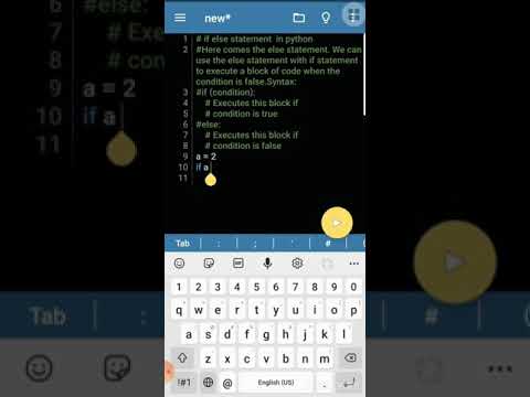 if else statement  in python | python programming | using mobile ide| v.17 | #shorts