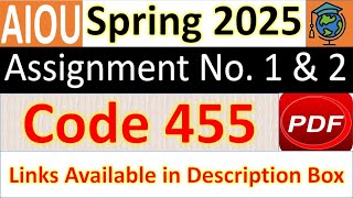 AIOU Code 455 Solved Assignment No.1 & 2 Spring 2025 || Subject: Book Editing || Level: Bachelor
