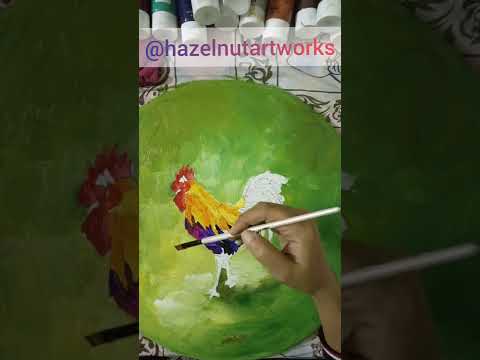 Painting in Acrylics - Rooster 🐓 @hazelnutartworks