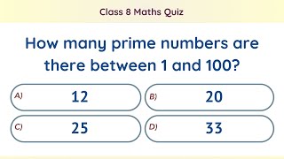 Class 8 Maths Quiz – 20 Must-Know MCQs for Smarter Learning | Class 8 Mathematics Quiz for Students