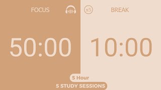 🎧 5-Hour Study With Cozy Lofi | 50/10 Pomodoro Timer | Study With Me