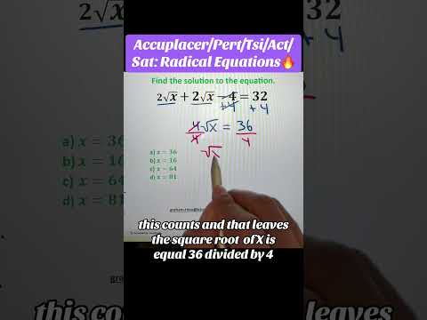 Sat/Accuplacer: Radical Equations! #maths #mathematics #fyp #radicalequation