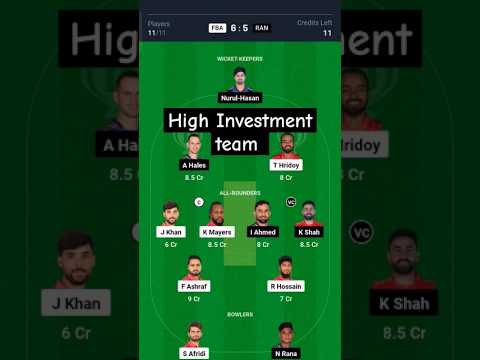 FBA VS RAN Dream 11 Prediction || Bangladesh T20 League || Ran vs fba dream 11 team #dream11 #shorts
