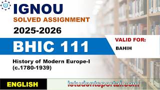 IGNOU BHIC 111 Solved Assignment 2025-2026 | English Medium | Download PDF | IGNOU Students Portal
