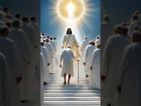 Jesus welcomes the frail old man into Heaven🙏🙏🙏#jesus #jesuschrist #god #oldman #amen #shorts #edit