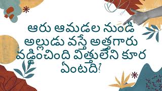 ఆరు ఆమ‌డ‌ల నుండి అల్లుడు వ‌స్తే అత్త‌గారు వ‌డ్డించింది విత్తులేని కూర ఏంట‌ది? #podupukathalu #telugu