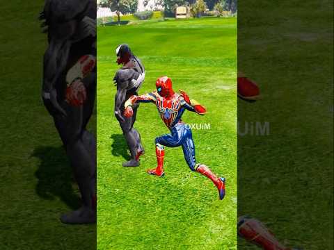 Spider-Man vs. Venom Showdown in GTA V - Don't Miss This Fight! #shorts #gta5