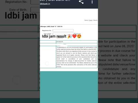 idbi jam result 🎉❤️#banker #bankerslife #idbi #idbijam