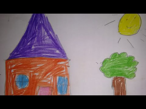 Draw house from shapes for kids